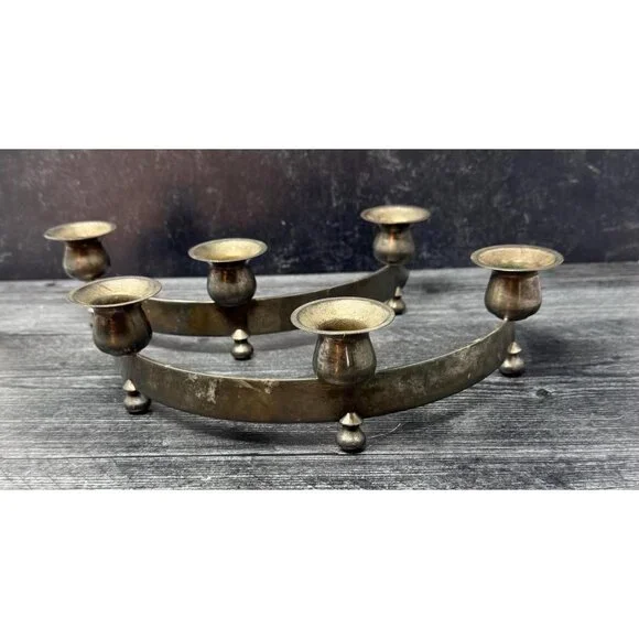 Antique Vintage Pair of Art Deco Silverplate Taper Candlestick Holders 3” H